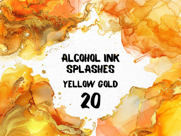 Abstract Yellow Gold Color Splash 20 PNG: Elevate Your Designs