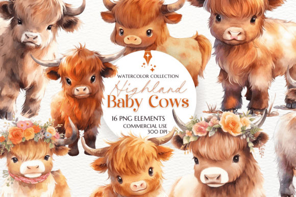 Adorable Charm: Using Baby Highland Cows Clipart