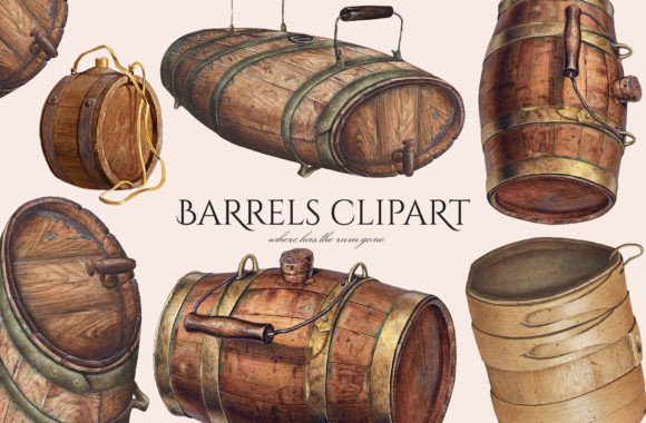 Barrels Clipart: Authentic Vintage Charm for Your Projects