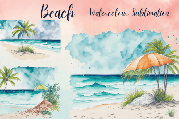 Bring Coastal Calm to Your Designs with Beach Watercolor Sublimation Clipart