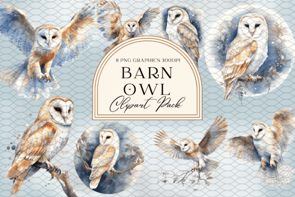 Bring Nature's Grace to Your Designs with Watercolor Barn Owl Clipart