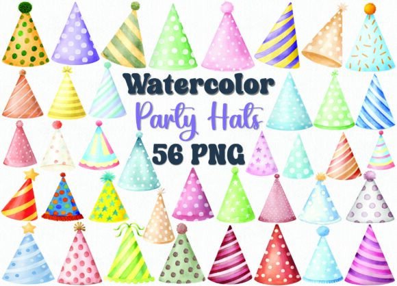 Celebrate in Style with Watercolor Party Hats Clipart