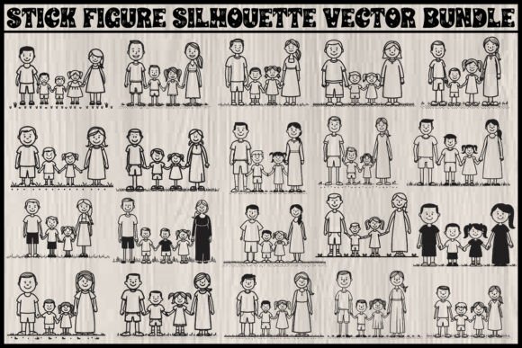 Celebrate Togetherness: The Stick Figure Family & Friends Silhouette