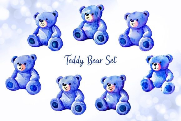 Charming Blue Teddy Bear Set for Whimsical Designs