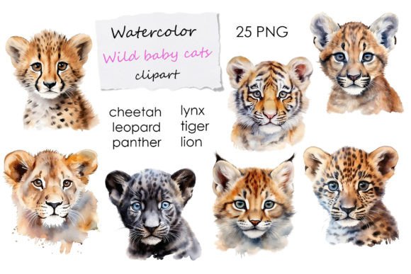 Charming Watercolor Baby Wild Animals: African Clipart for Creative Projects