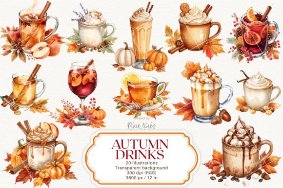 Cozy Autumn Drinks Clipart: Infuse Your Designs with Fall