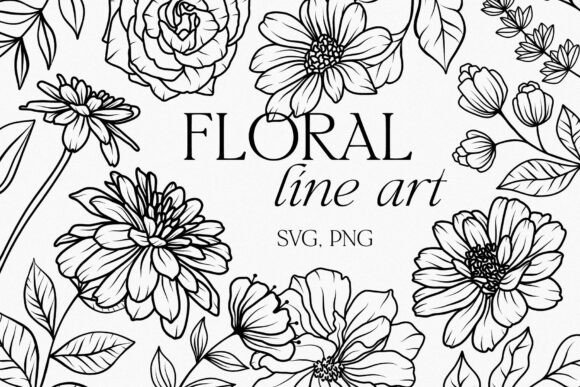 Elevate Your Designs with Botanical Floral Line Art Clipart