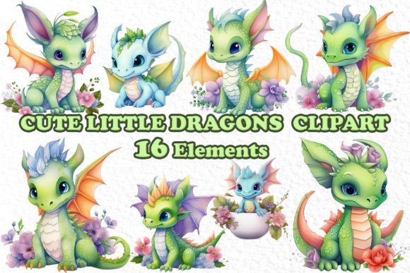 Enchanting Little Dragons Clipart: Cute PNGs for Creative Projects