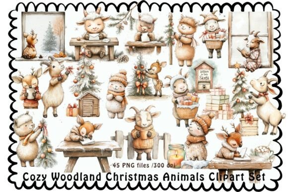 Enchanting Woodland Christmas Clipart for Cozy Designs