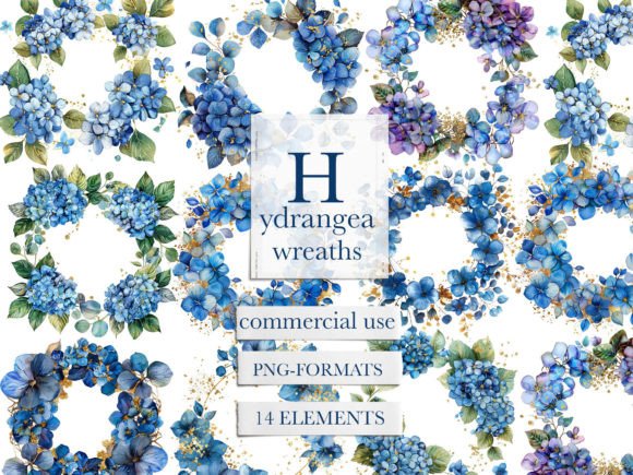 Hydrangea Wreath, Hydrangea Painting: A Versatile Design Asset