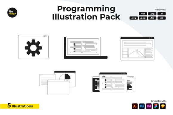 Programming Webpages: Flat Vector Icons for Digital Design