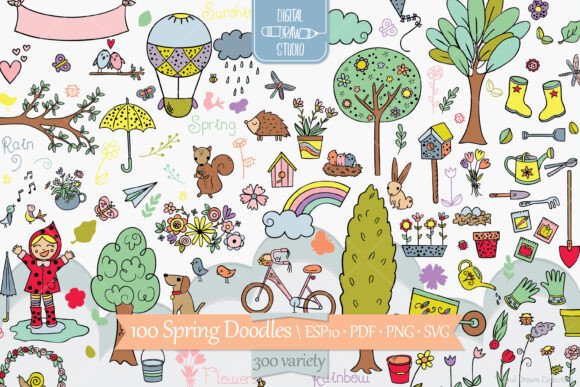 Spring Season Color Doodle Garden Flower: A Burst of Hand-Drawn Charm