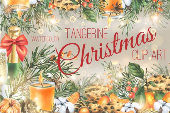 Tangerine Christmas Watercolor Clip Art: A Festive Design Toolkit