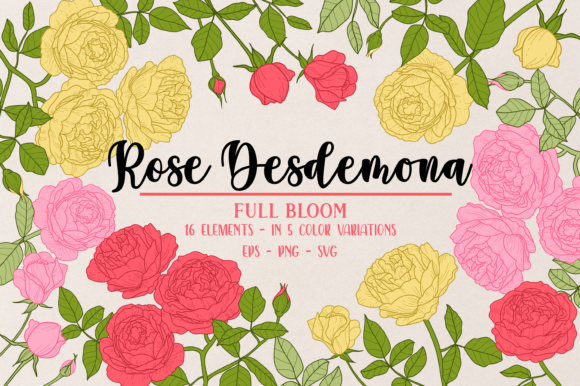 Timeless Elegance: The Vector Vintage Desdemona Rose Clipart