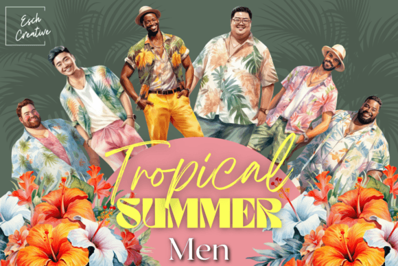 Tropical Summer Men Watercolor Bundle: Elevate Your Designs