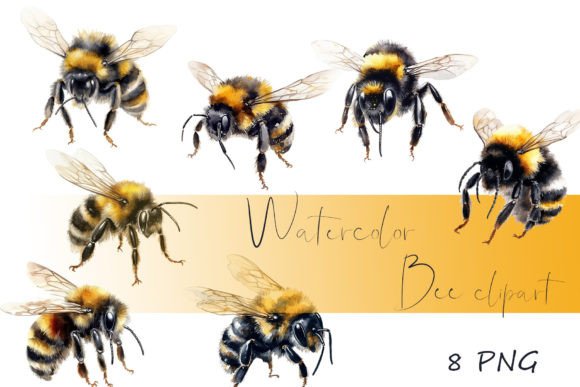 Watercolor Clipart: Crafting with Charming Bumble Bee Art