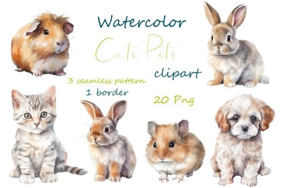 Watercolor Pets Clipart: Cute Animals for Creative Projects